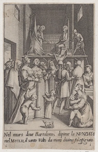 Jaques Callot, The Painting of the Aunnunciation, from Scelta d'Alcuni Miracoli e Grazie della Santissima Nunziata di Firenze (Selection of Some Miracles and Graces that Occurred in the Church of the Annunziata in Florence)
