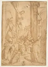 Santi di Tito, St. Thomas Aquinas Presenting His Work to the Crucified Christ