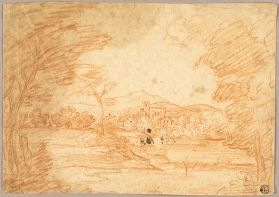Adrien Manglard, River Landscape with Buildings