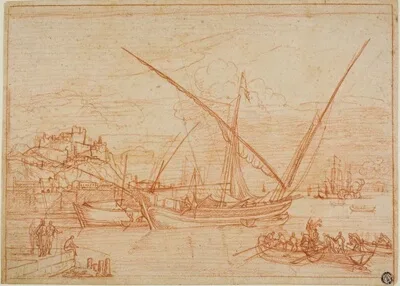 Adrien Manglard, View of a Port: Ships in a Harbor