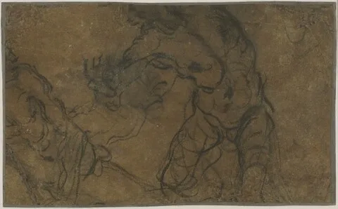 Domenico Tintoretto, Two Male Figures in Motion (verso)