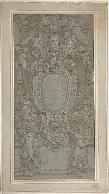 Bernardo Castello, Modello for Ceiling Fresco with Papal Coat of Arms