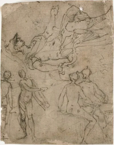 Bernardo Castello, Sketches of Seated Warrior, Various Figures
