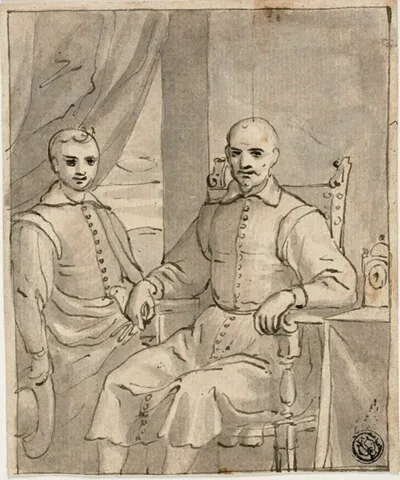 Bernardo Castello, Portrait of a Seated Ecclesiastic and a Standing Boy