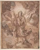 Giuseppe Passeri, The Virgin Immaculate with the Christ Child in Glory (recto); Rinaldo and Armida (verso)