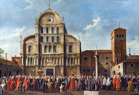 Gabriele Bella, Visit of the Doge to San Zaccaria on Easter Day