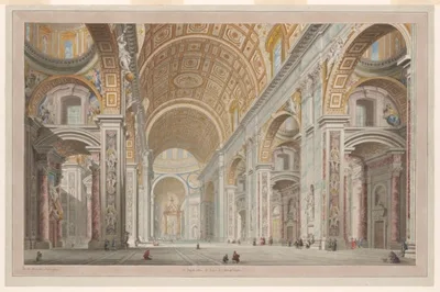 Francesco Pannini, Interior View of the Church of St. Peter's in the Vatican