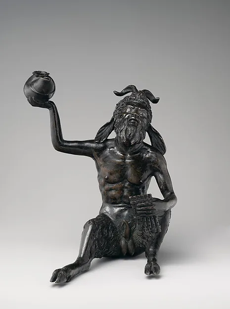 Andrea Riccio, Seated satyr with silvered eyes
