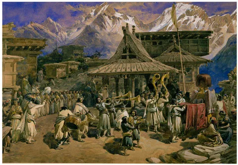 William Simpson, Worship of the Devi at Kothi, near Chini