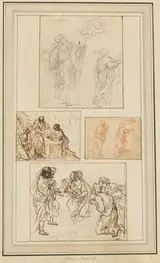 Agostino Masucci, Studies of an Apostle Guided by an Angel and the Adoration of the Shepherds
