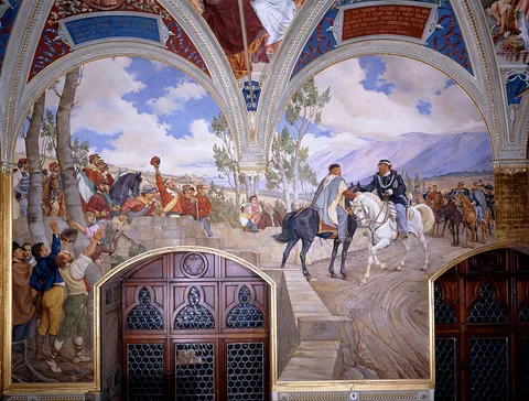 Pietro Aldi, Victor Emanuel II Meeting Giuseppe Garibaldi at Teano