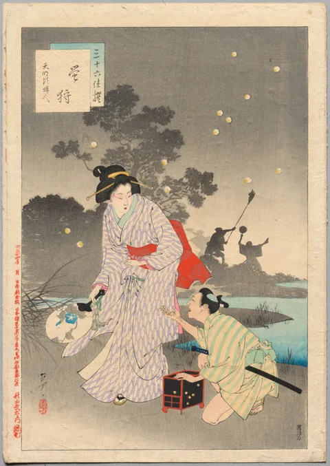 Toshikata Mizuno, Chasing Fireflies, A Lady of the Tenmei Era (1781-1789), from the series Thirty-six Elegant Selections