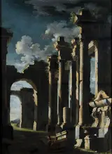 Gennaro Greco, Architectural capriccio, figures within a classical ruin