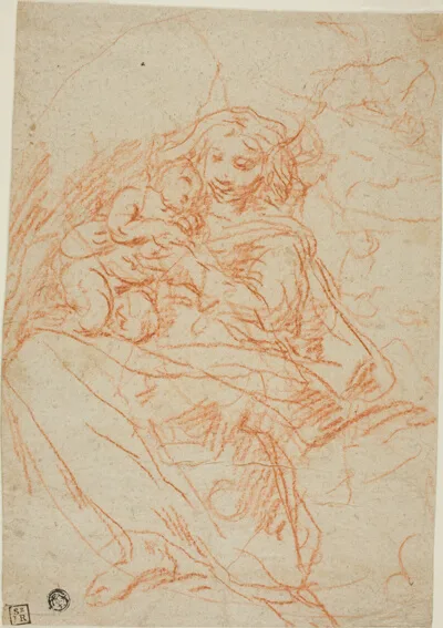 Flaminio Torre, Virgin and Child (recto); Portion of Altarpiece Sketch (verso)