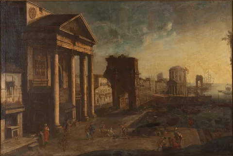 Alessandro Salucci, Harbour with Capriccio