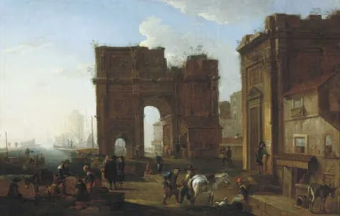 Alessandro Salucci, Italian Harbour with Triumphal Arch