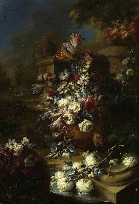 Gasparo Lopez, Flowers in a landscape