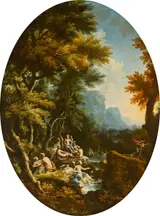 Michele Pagano, Landscape with Diana and her Nymphs surprised by Actaeon