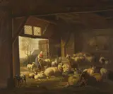 Jan van Ravenswaay, Sheep and Goats in a Stable