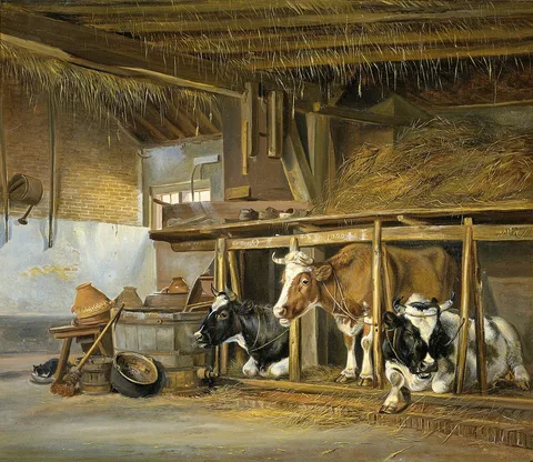 Jan van Ravenswaay, Cows in a Stable