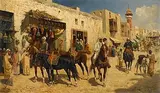 Giuseppe Gabani, Arab Horsemen in a busy Street