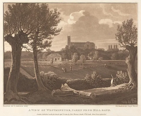 John Hall, A View of Westminster, taken from Millbank