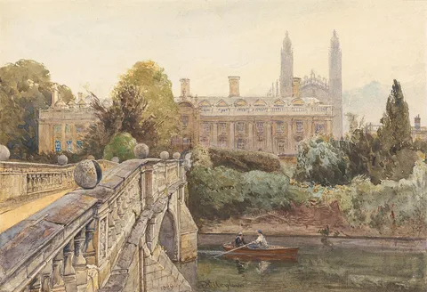 John Fulleylove, Clare College and Bridge over the Cam with King's College in the background