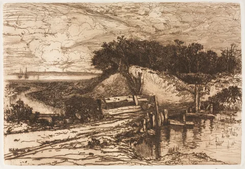 Mary Nimmo Moran, Gardiner's Bay, Long Island, seen from Fresh Pond