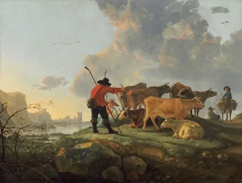 Aelbert Jacobsz. Cuyp, Herdsmen Tending Cattle