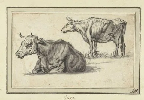 Aelbert Jacobsz. Cuyp, Liggende en een staande koe