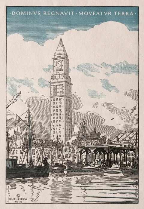 Rudolph Ruzicka, The Custom House Tower from the Waterside