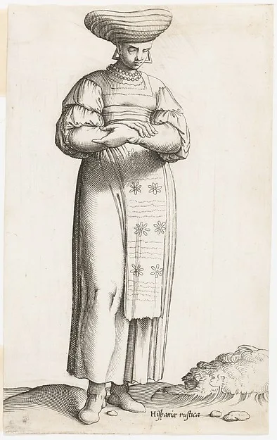 Enea Vico, Costume Plate: Hispania Rustica mul. (with label on ground)