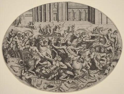 Enea Vico, The Battle of the Amazons [recto]