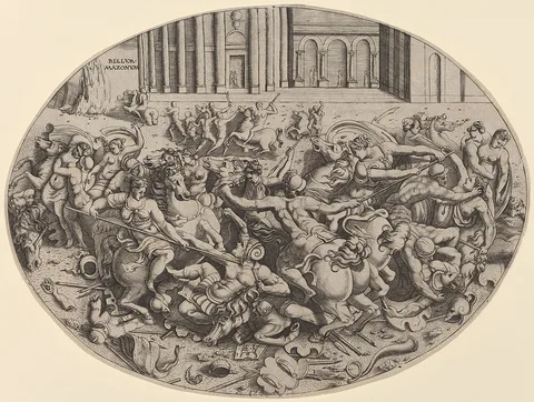 Enea Vico, The Battle of the Amazons [recto]