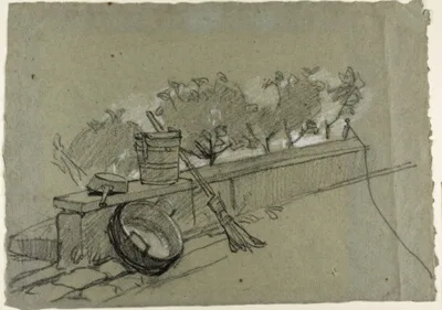 Thomas Couture, Objects on Wall, study for Couture, The Bird-Catcher