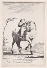 Giuseppe Maria Crespi, Plate 18: Cacasenno on horseback, from "Bertoldo, Bertoldino, and Cacasenno"
