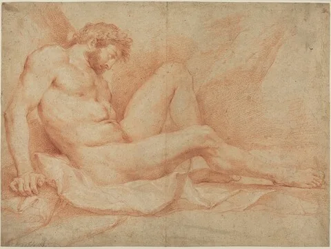 Andrea Sacchi, Academic Nude Study of a Seated Male