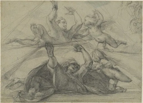 Giulio Cesare Procaccini, Ceiling Studies of a Prophet and a Putto Seen from Below