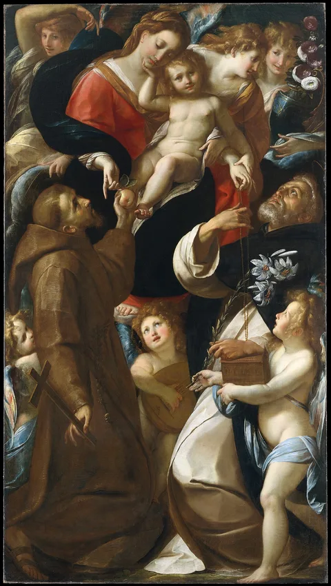 Giulio Cesare Procaccini, Madonna and Child with Saints Francis and Dominic and Angels