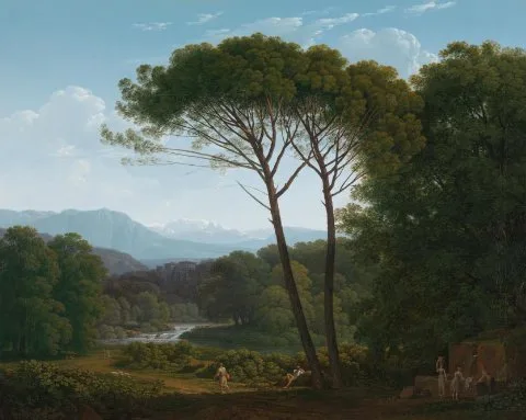 Hendrik Voogd, Italianate Landscape with Pines
