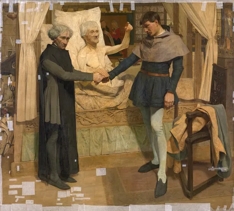 Jan van Beers, Jacob van Maerlant Predicting Jan Breydel en Pieter de Coninck the Liberation of Flanders on his Deathbed