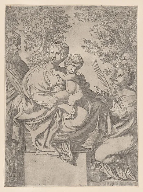 Giacomo Cavedone, Virgin and Child, with Saints Anthony and Catherine