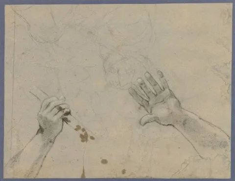 Giacomo Cavedone, Studieblad met twee studies van handen