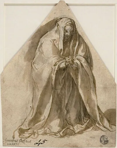 Sante Peranda, Kneeling Woman (recto and verso)