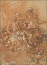 Guillaume Courtois, God the Father and the Holy Spirit Receiving the Body of Christ
