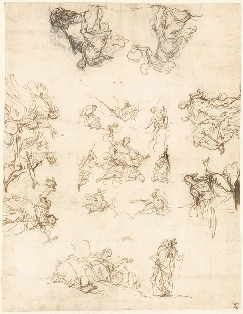 Alessandro Maganza, A Compartmented Ceiling with Allegories and Myths