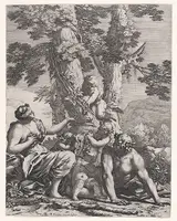 Michel Dorigny, Putti and bacchantes at the bottom of a tree
