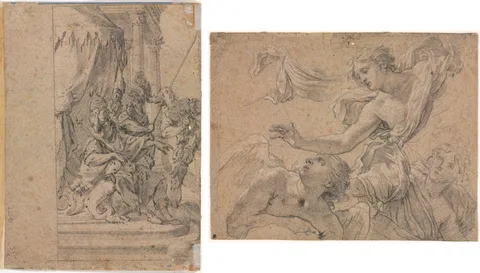 Michel Dorigny, Studies of Angels (recto); Panthea before Cyrus? (verso)