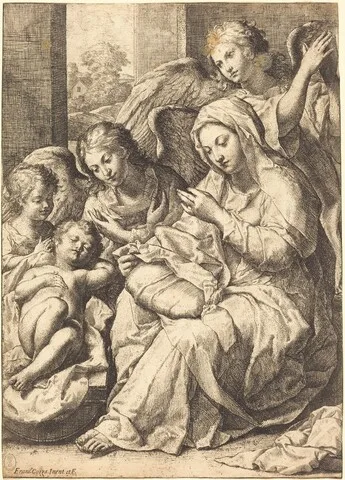 Francesco Cozza, Virgin and Angels Watching Over the Sleeping Infant Jesus