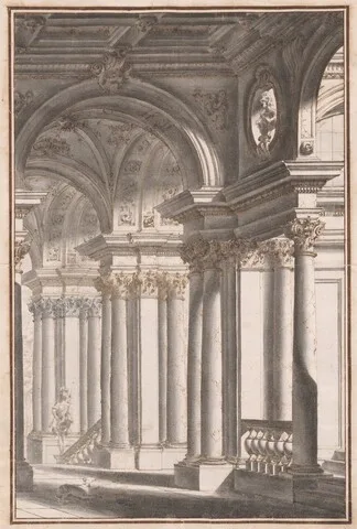 Vittorio Bigari, Architectural Capriccio with a Soldier and Dog